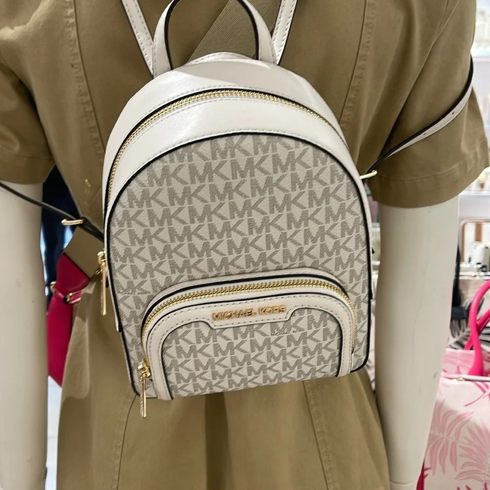 Michael Kors Ladies Backpack Bag Jaycee XS Conv Zip Backpack Light Cream Multi
